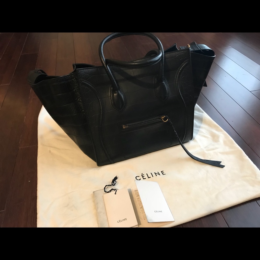 Celine black leather phantom luggage